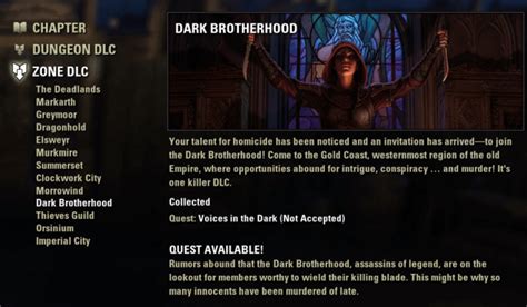 eso how to start dark brotherhood